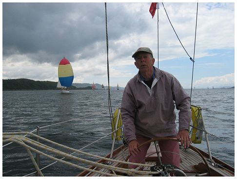 Jeremy at the helm - Crinan Classic Boat Festival 2008